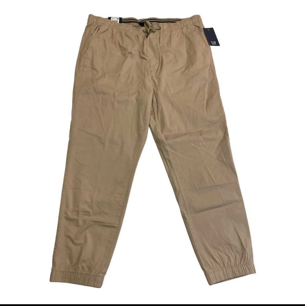 Gap Joggers Pants Elastic Ankle‎ Drawstring Waist Twill Khaki Joggers Pockets XL - Picture 5 of 7